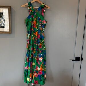 J. Crew Factory Printed Tiered Halter Midi Dress